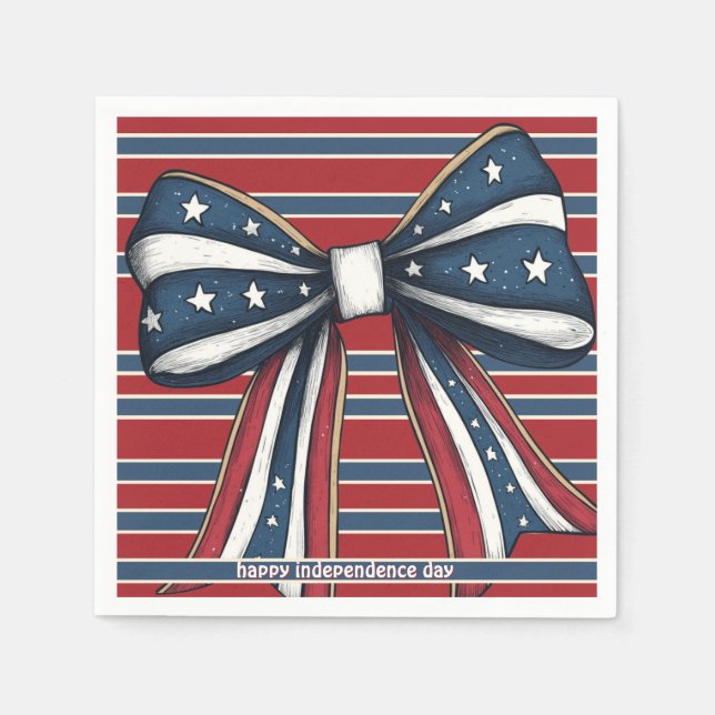 Patriotic Coquette Bow mit US Flagge Serviette (Vorderseite)