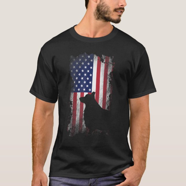 Patriotic Corgi American Flag Cooler Hund T-Shirt (Vorderseite)
