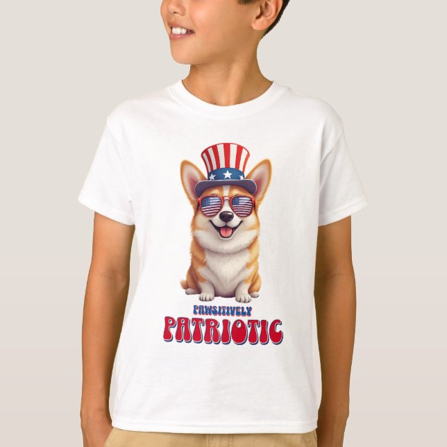 Patriotic Corgi - pawsitiv Patriotic T-Shirt (Vorderseite)