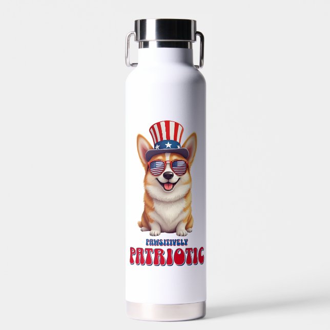 Patriotic Corgi - pawsitiv Patriotic Trinkflasche (Vorne)