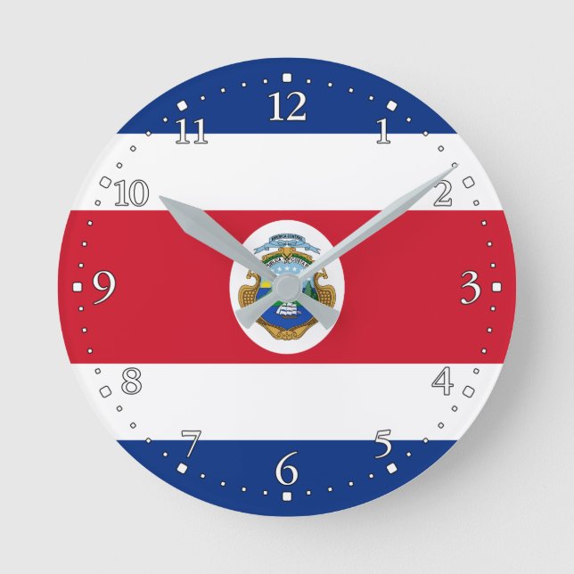 Patriotic Costa Rica Flag Runde Wanduhr (Vorderseite)