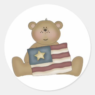 Patriotic Country Teddy Bear Runder Aufkleber