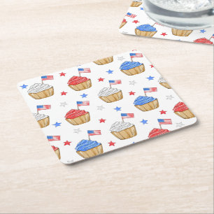 Patriotic Cupcake American Flag Stars Rechteckiger Pappuntersetzer