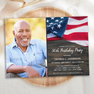 Patriotic Custom Foto USA American Flag Birthday Einladung
