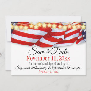Patriotic Custom Wedding Save the Date QR Code Ankündigung