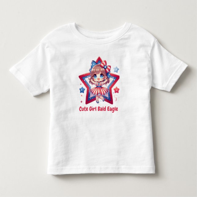 Patriotic Cutie – Baby Bald Eagle with Bow Girls'  Kleinkind T-shirt (Vorderseite)