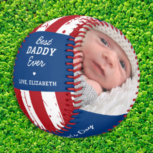 Patriotic DADDY Happy Vatertag Custom 2 Foto Baseball