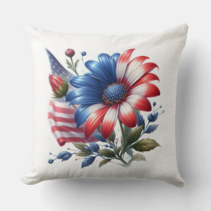 Patriotic Daisies und amerikanische Flagge Kissen