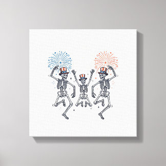 Patriotic Dancing Skeleton Fireworks Vintage Shirt Leinwanddruck