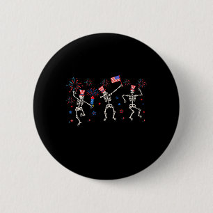 Patriotic Dancing Skeletts Funny Amerikanische Una Button