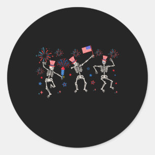 Patriotic Dancing Skeletts Funny Amerikanische Una Runder Aufkleber