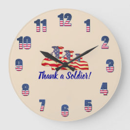 Patriotic 'Danke, ein Soldat' Peach Large Clock Große Wanduhr