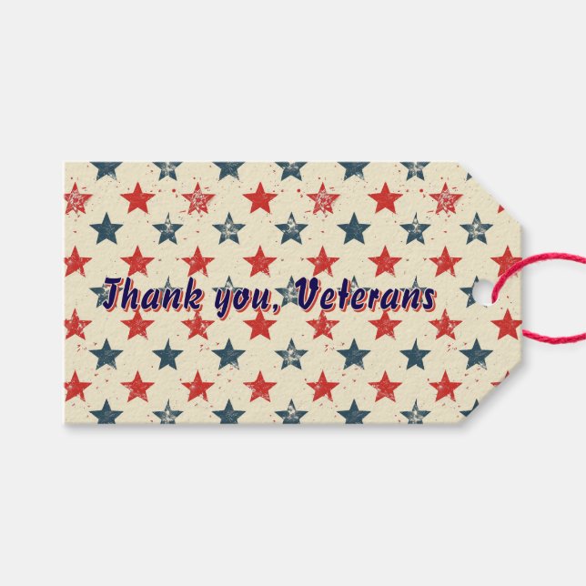 Patriotic Dankeschön Veterans Dankeschön Tag Geschenkanhänger (Vorderseite (Horizontal))