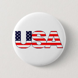 Patriotic das Wort USA in amerikanischen Flaggenfa Button