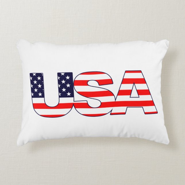 Patriotic das Wort USA in amerikanischen Flaggenfa Dekokissen (Vorderseite)