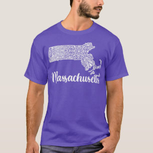 Patriotic Decorative Mandala Style Map of Massachu T-Shirt