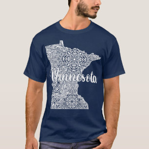 Patriotic Decorative Mandala Style Map of Minnesot T-Shirt