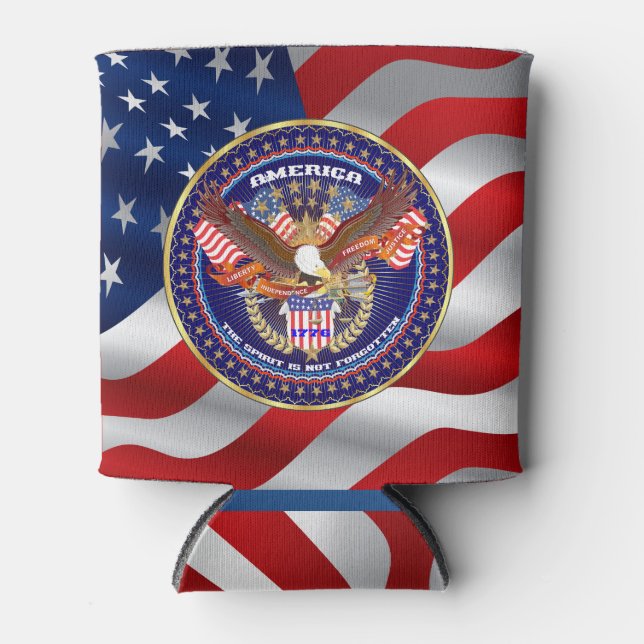 Patriotic Dim. 3 Zoll (Durchmesser), Höhe 3,75 Zol Dosenkühler (Vorderseite)