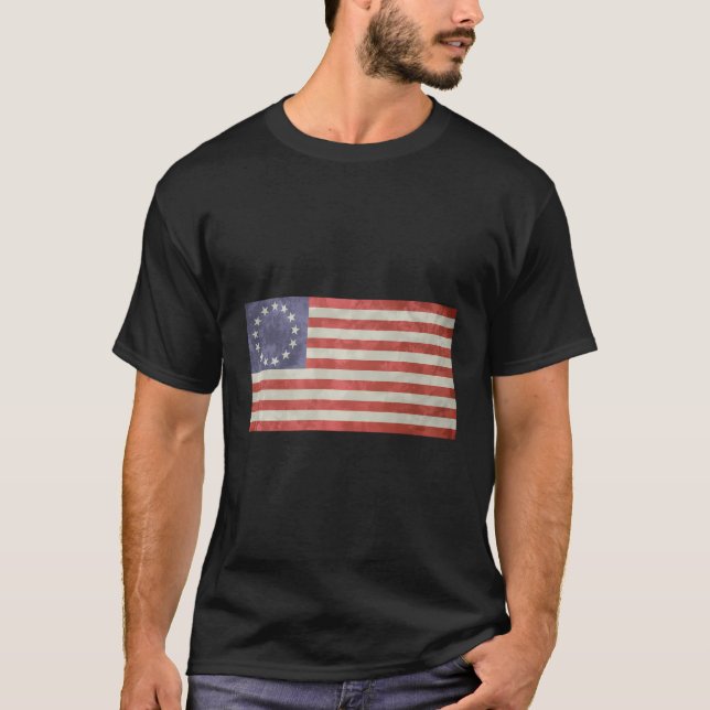 Patriotic Distressed Betsy Ross American Flag T-Shirt (Vorderseite)