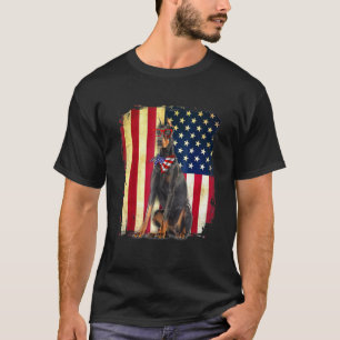 Patriotic Doberman American Flag Usa Dog T-Shirt