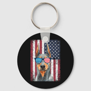 Patriotic Doberman Pinscher 4. Juli USA Amerika Schlüsselanhänger