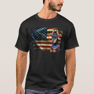 Patriotic Doberman Pinscher American Flag Hunde Mä T-Shirt
