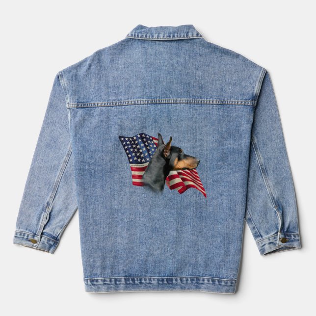 Patriotic Doberman Pinscher Jeansjacke (Rückseite)