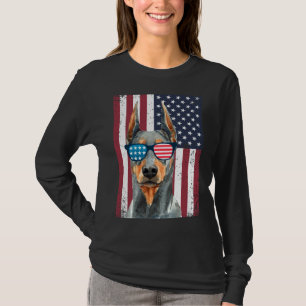 Patriotic Doberman Pinscher Usa Distressed Flag T-Shirt