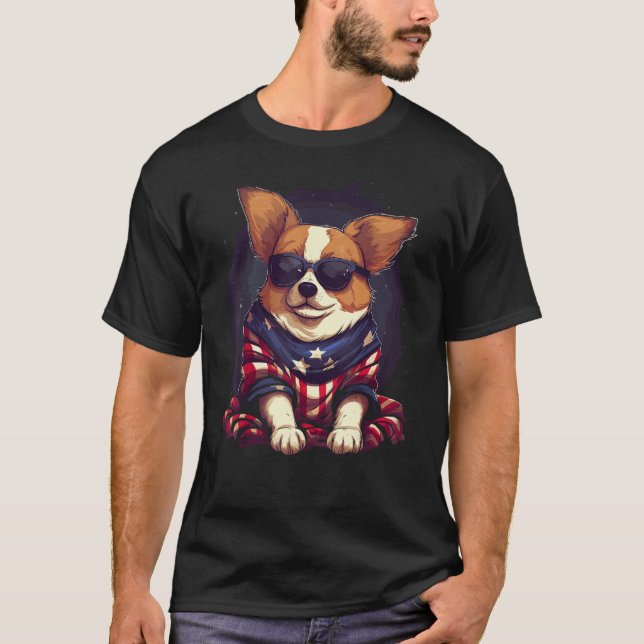 Patriotic Dog 4th Of July T-Shirt (Vorderseite)
