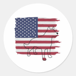 Patriotic DOG American Flag Vintag Runder Aufkleber