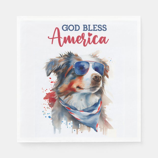 Patriotic Dog-Australian Shepherd Serviette (Vorderseite)