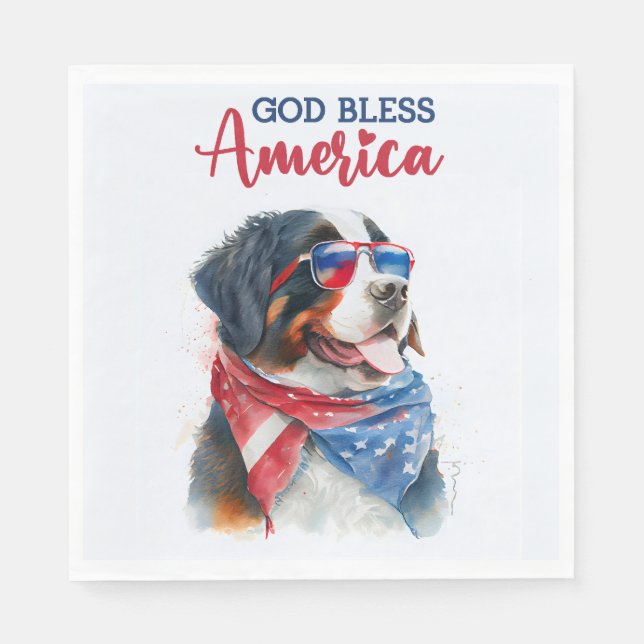 Patriotic Dog-Bernese Serviette (Vorderseite)