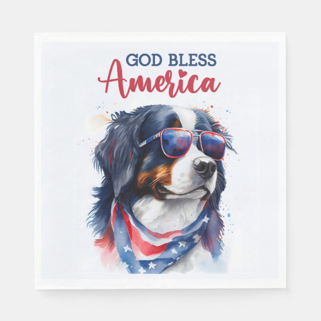 Patriotic Dog-Bernese Serviette (Vorderseite)