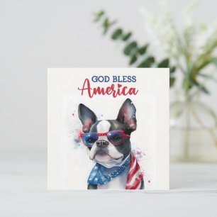 Patriotic Dog-Boston Terrier 4. Juli Card Feiertagskarte