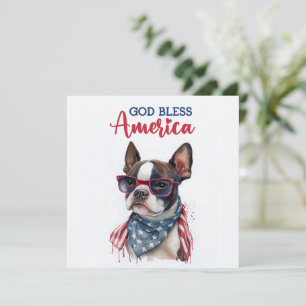 Patriotic Dog-Boston Terrier 4. Juli Card Feiertagskarte