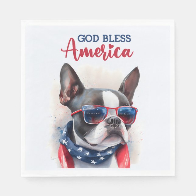 Patriotic Dog-Boston Terrier Serviette (Vorderseite)