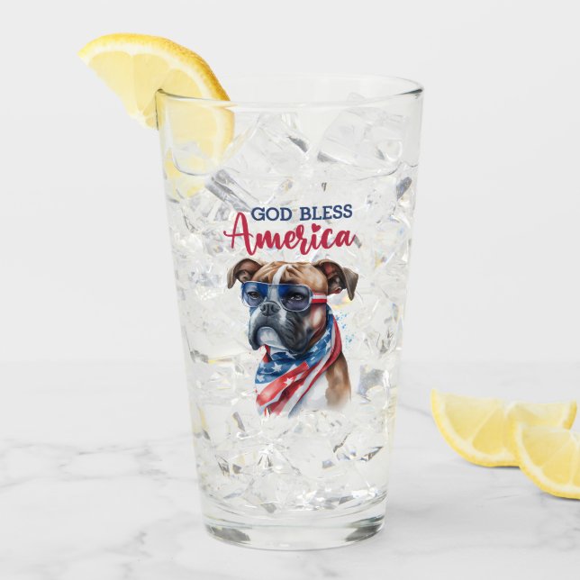 Patriotic Dog-Boxer Glas (Vorderseite Ice)