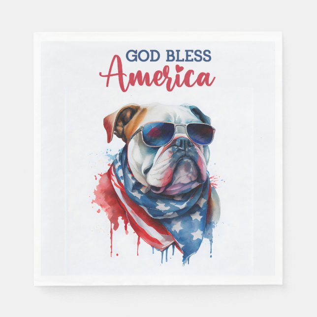 Patriotic Dog Bulldog Serviette (Vorderseite)