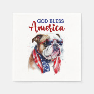 Patriotic Dog Bulldog Serviette