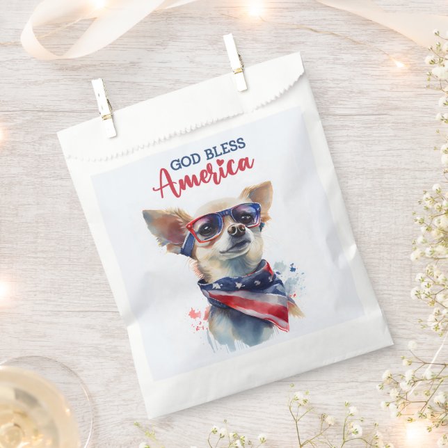 Patriotic Dog-Chihuahua Geschenktütchen (Ausgeschnitten)