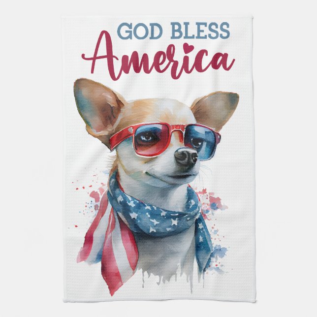 Patriotic Dog-Chihuahua Geschirrtuch (Vertikal)