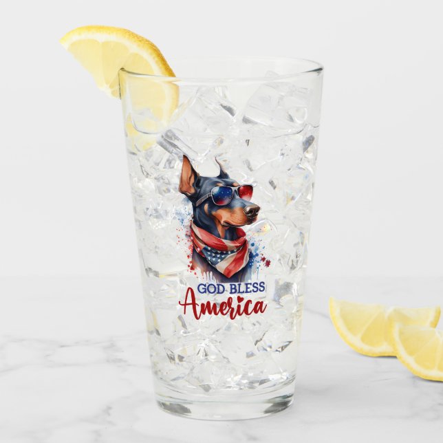 Patriotic Dog - Doberman Glas (Vorderseite Ice)
