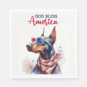 Patriotic Dog - Doberman Serviette