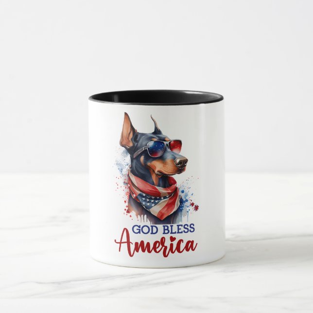 Patriotic Dog - Doberman Tasse (Zentrum)