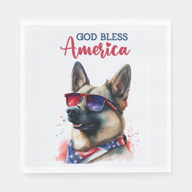 Patriotic Dog-German Shepherd Serviette (Vorderseite)