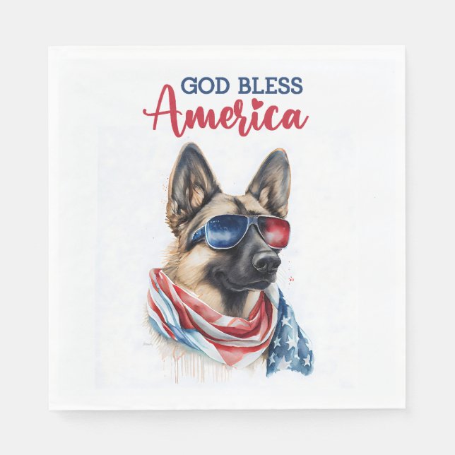 Patriotic Dog-German Shepherd Serviette (Vorderseite)