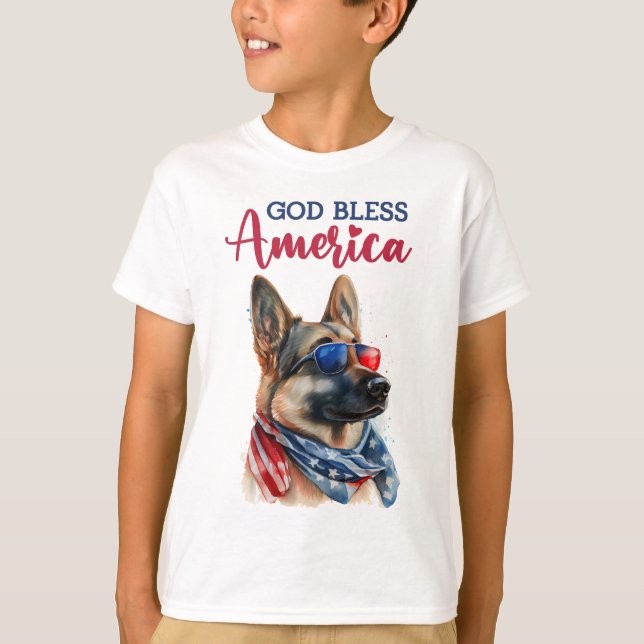 Patriotic Dog-German Shepherd T-Shirt (Vorderseite)