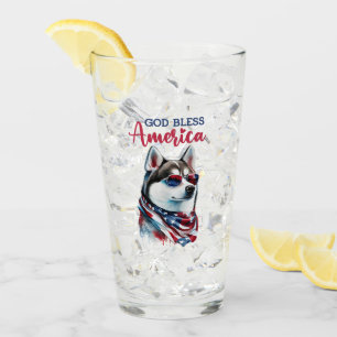 Patriotic Dog-Husky Glas