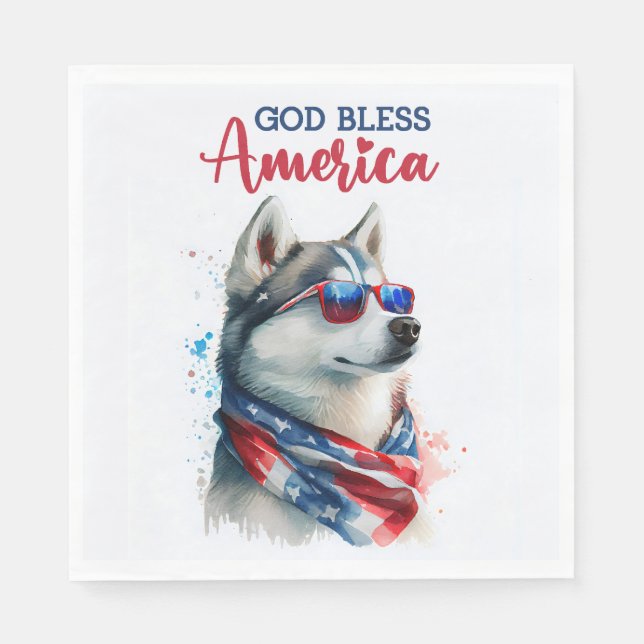 Patriotic Dog-Husky Serviette (Vorderseite)