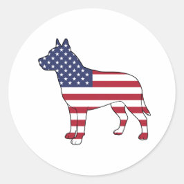 Patriotic Dog Lover USA Flag Design 4. Juli Runder Aufkleber